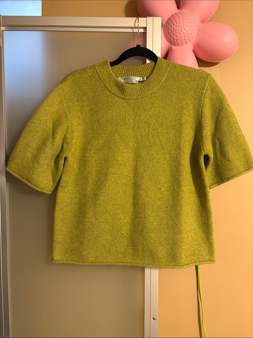 NEW Simons Contemporaine Short-Sleeve Knit Top in Green